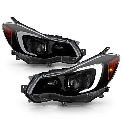 ACANII - For [Halogen Model] 2012-2015 Subaru Impreza Black Housing Smoked Lens LED Tube Projector Headlights Headlamps