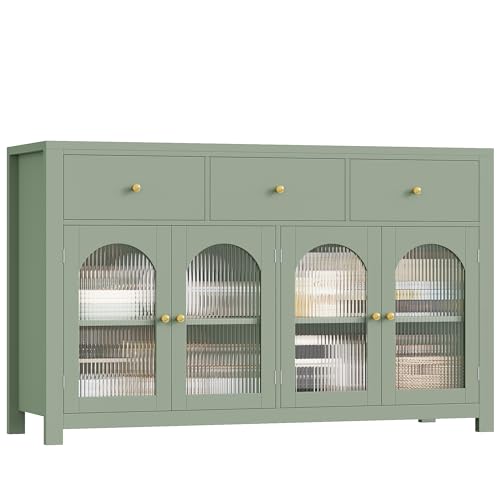 FINETONES Buffet Cabinet with Storage, 55.1" Large Sideboard Buffet, Farmhouse