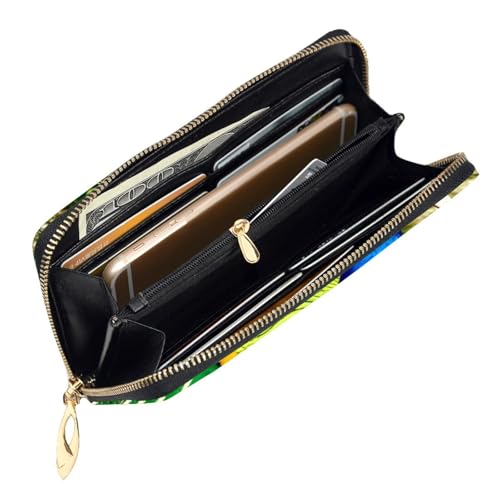 Beautiful Peacock Prints Leather Long Clutch Wallet for Fashionable Girls and Women - Durable, Stylish, and Functional, Black, One Size4