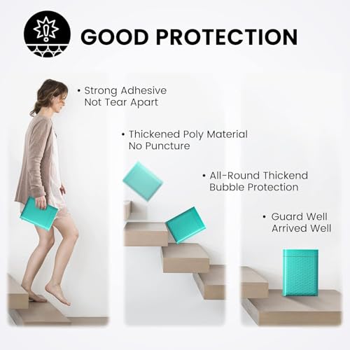 Image of Fuxury Bubble Mailers 6x10 inch Teal Padded Envelopes 9600 Pack Bulk Strong Adhesion Full Pallet of Padded Mailers Thick Bubble Envelopes for Small Business Mailing Small Items,Jewelry,Makeup