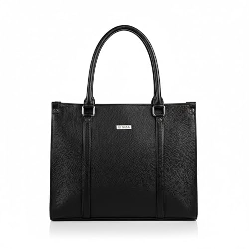 Image of Siza Premium Women's Handbag, PU Leather Tote Bag with Dual Zip Compartments for Office and Style, Padded Laptop or Devices Sleeve, Detachable Shoulder Strap, Structured Formal Bag for Women