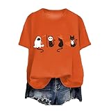 [BINBINNIAO] ハロウィン tシャツ レディース おしゃれ 人気 ティーシャツ 丸首 大きいサイズ 半袖tシャツ ゆったり かわいい ネコ 猫柄 トップス 大人 女性 ハロウィン 仮装 衣装 プルオーバー コスチューム コスプレ 学園祭 文化祭