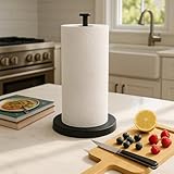 KES Matte Black Paper Towel Holder Countertop, Kitchen Paper Roll Holder Stand with Weighted Base Heavy for Standard or Gaint Rolls SUS304 Stainless Steel Matte Black, KPH202-BK