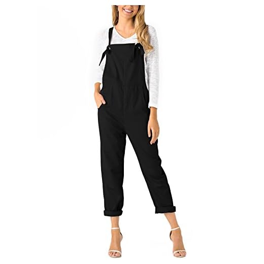 YOINS Mujer Peto de Pantalones Largo Suelto Mono Bolsillos Casual Playa Fiesta Noche Cóctel Negro XL/EU46