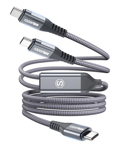 Cavo multi USB C 100W, cavo ricarica rapida 2 in 1 USB C, caricabatterie PD tipo C 5A, per i Phone 16/15, Samsung S25/S24/S23 a S8, iPad Pro/Air, MacBook e altri modelli di tipo C (grigio, 1.3m)