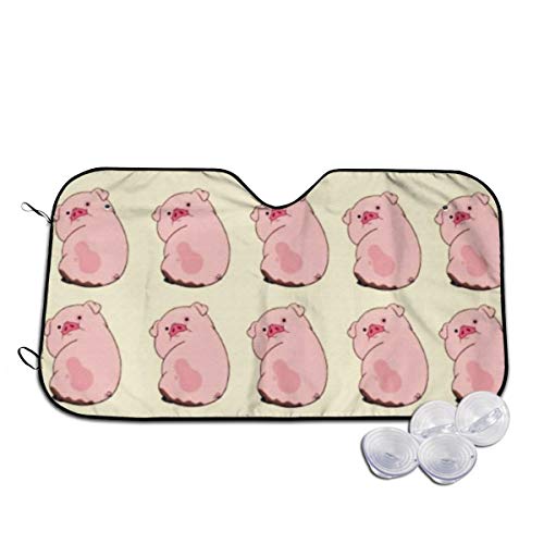 サンシェード おもしろ豚1 車用 日除け 車ガラス用 フロント紫外線/日差 遮光 断熱 吸盤4個付 簡単取付 収納