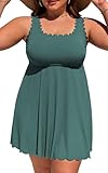 Charmo Womens Plus Size Swim Dress 2026 Scalloped One Piece Bathing Suit High Waisted Modest Swimsuits Ruched...