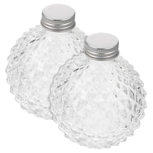 COLLBATH Set of 2 Curved Design Glass Wine Bottles 8oz Sealing Shot Bottles Kitchen Storage Juice Preservation Elegant Leakproof