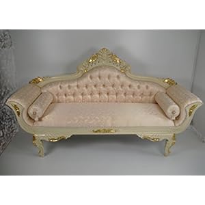 Canapé 3 places ivoire avec repose-pieds en feuille d’or style vénitien très exclusif