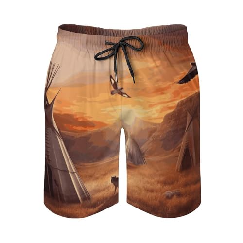 Men's Swim Trunks Native American Tribes Quick Dry Beach Shorts Mesh Lined Swimming Shorts with Pockets3