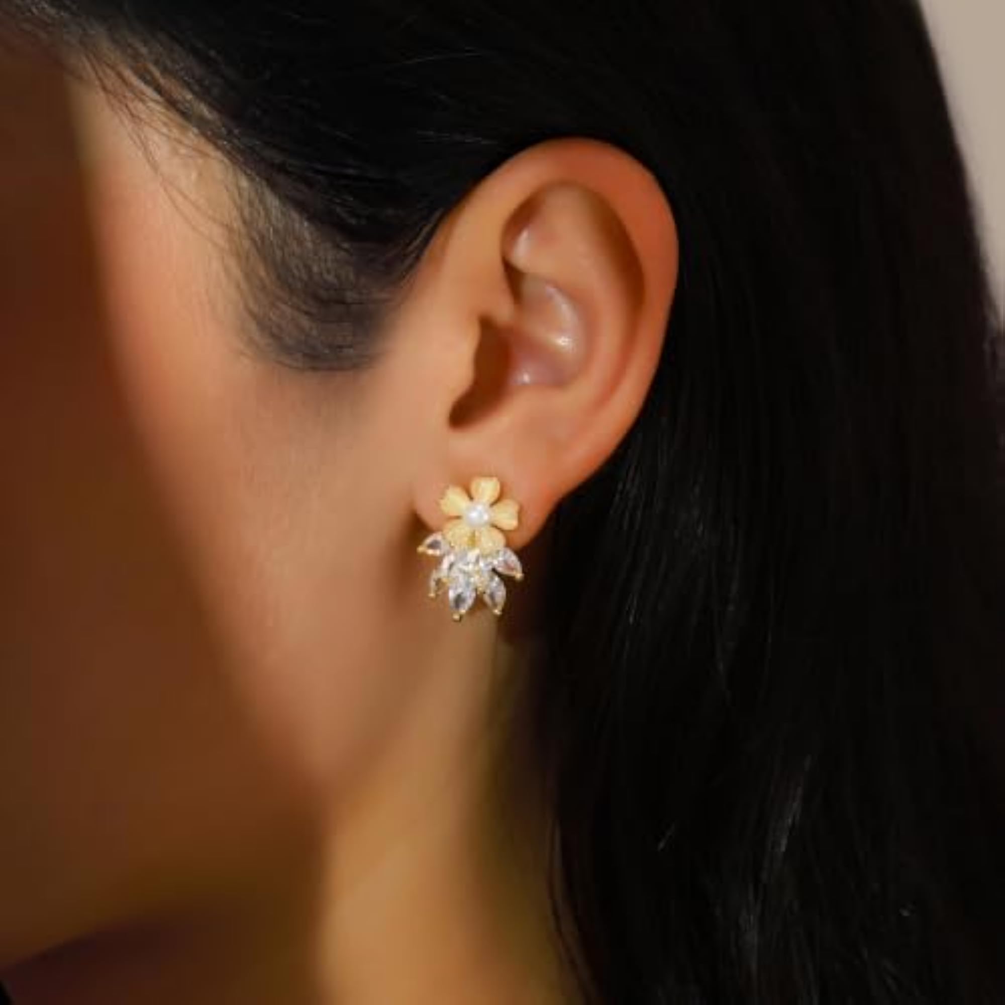 Women's Aurelie Bloom Crystal Bow Stud Earrings, Anti Tarnish