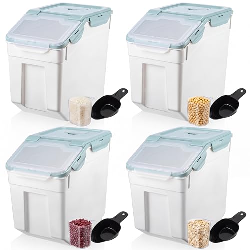 Sunnyray 4 Pcs Rice Storage Containers with Wheels