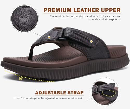 Image of KuaiLu Mens Orthotic Cushion Flip Flops Athletic Recovery Walking Sandals | Men's Lightweight Beach Sport Slides for Man Water Resistant Soles, Soft Comfort Fit & Arch Support