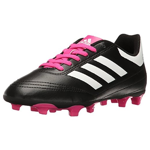 adidas Performance Kids' Goletto VI J Firm Ground Soccer Cleats, Black/White/Shock Pink, 11 Medium US Little Kid