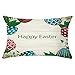 Lieson Fundas de almohada decorativas, 1 funda de cojín rectangular de 12 x 20 30 x 50 cm Happy Easter Star Huevos y Flores, color beige, azul, verde, poliéster