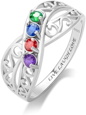 Sterling Silver Mothers Day Ring Personalized Mothers Rings with ...