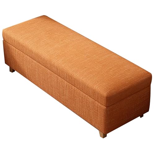 ZPRYZHD Banco Zapatero con Asiento Acolchado, Bancos Entrada con Baúl de Almacenamiento, Banco al Pie de la Cama, para Sala de Estar, Dormitorio, Pasillo(Orange,47.2in/120cm)