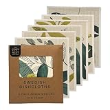 6 Pack Leaf Swedish Dishcloths – Mixed Colours Reusable Cleaning Cloths – 100% Biodegradable & Compostable Eco Friendly Kitchen Cloths – Washable Absorbent Sponge Alternative for Dishes