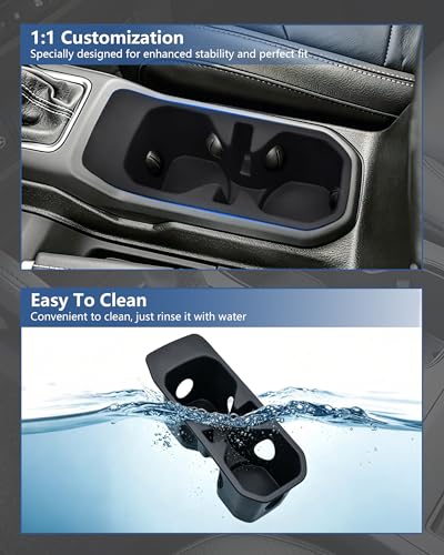 Image of Cup Holder Inserts for Jeep Wrangler JL JLU 4xe & Gladiator JT 2018-2025, Non-Slip TPE Cup Holder Liners & Center Console Inserts, Interior Accessories Protect Against Spills, Scratches and Rattles