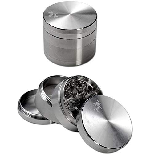 B&L BL Black Leaf Grinder/Kräutermühle, aus rostfreiem Edelstahl, 4-TLG, Ø 38 mm