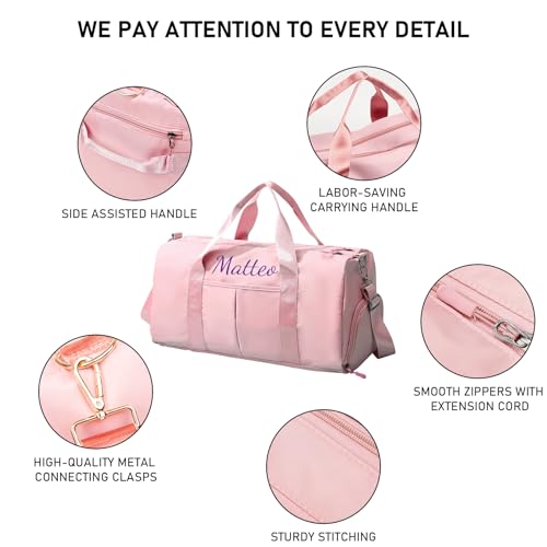 Personalized Gym Bag, Embroidered Travel Bag with Trolley Sleeve, Waterproof Sports Bag with Shoes Compartment, Duffle Bag for Men Women Weekender Bag Overnight Bag (Black)4