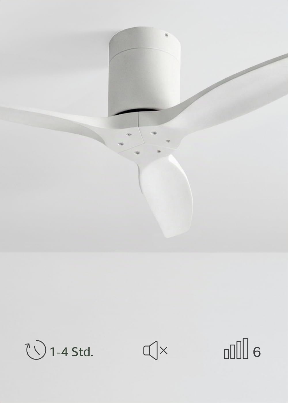 CREATE / WINDCALM S/Deckenventilator ABS Weiß mit Fernbedienung / 40W, leise, Ø112 cm, 6 Geschwindigkeiten, 3 LED-Temperaturen, Sommer-Winterbetrieb