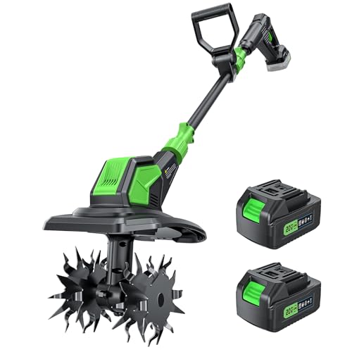 Etoolab 20V Cordless Electric Tiller, 9 in Width, 6.6 in Depth Rototiller