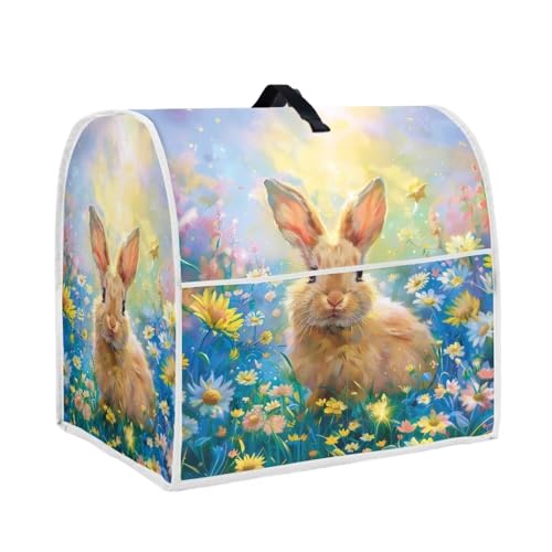 Hechitok Fashion Mixer Covers Rabbit Floral Indoor Kitchen Decorations, Polyester Dustproof Cover with Pockets for Stand Mixer, Compatible with Stand Mixer