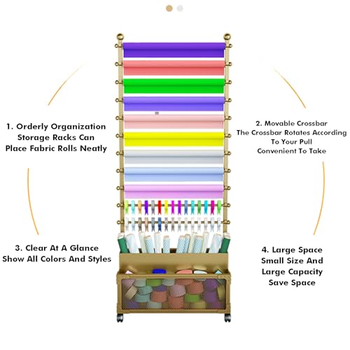 Soporte para rollos de tela y papel con ruedas para comercio 7