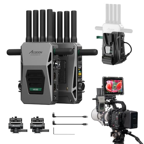 Image of Accsoon CineView Master 4K SDI HDMI Wireless Video Transmitter&Receiver with Accsoon V-Mount Battery Plate, 2.4Ghz+5Ghz+6GHz Tri-Band 8202ft Range 25 ms Latency, 4K60/1080p60 1 Wired iOS+4 App Monitor