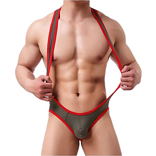 Familyhouse Mens Sexy Suspender Wrestling Singlet High Cut Leotard One Piece Jockstrap Jumpsuit Bodysuit Underwear