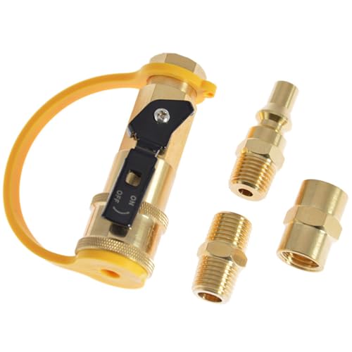 ifundom Kit de 4 Piezas de Adaptadores de Conexión Rápida de Propano 1/4 Válvula de Cierre para Mangueras de RV Accesorios de Latón y ABS Adecuado para Parrillas y Camping al Aire Libre