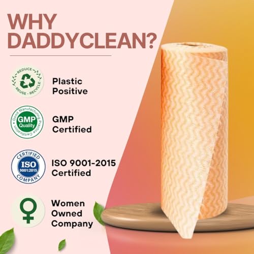 Image of Daddy Clean Kitchen Roll Cleaning Wipes Washable & Quick-Dry Dry Non-Woven Dish Towels for Home & Kitchen, Durable & Lint-Free Cleaning, Super Absorbent Reusable Tissue Roll (Pack of 1)