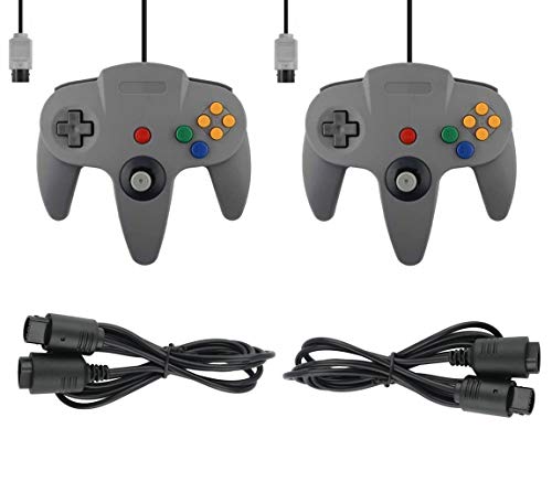 Doppelpack Controller passend für Nintendo 64 N64 Grau mit Verlängerungen Gamepad Joypad