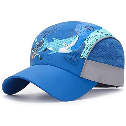 LLmoway Outside Lightweight Boys Running Cap Dry Fit Breathable Mesh Baseball Hat UV Protection Blue Cover