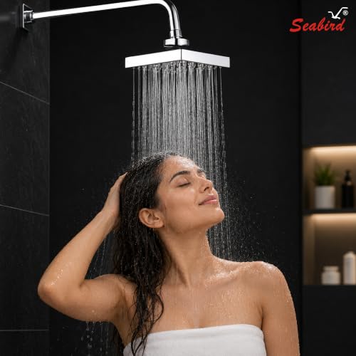 Image of SEABIRD ABS AutoSwitch 4x4 Inch Shower Head | 3 Modes: Rain, Dancing & Mist | Auto Mode Change via ON /OFF Works Only with 3 Bar Water Pressure or Pump | Low Pressure May Cause Single /Mixed Modes