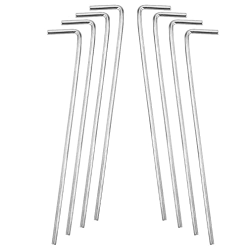 Tent Stakes BLLNDX 20PCS Galvanized Solid Steel L Shaped Tent Pegs, Rust Resistant Metal Hook, Garden Stakes for Plants and Landscaping, Camping Pegs for Anchoring Camping Tents
