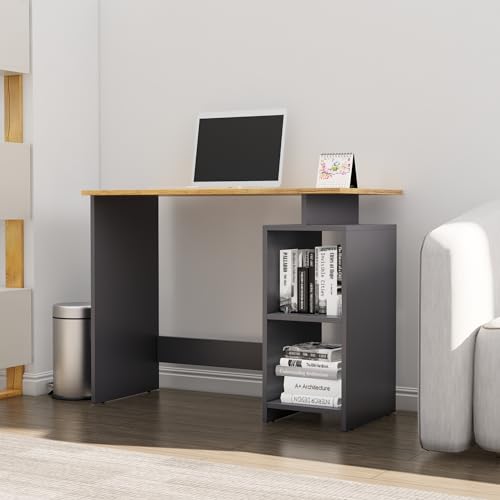 Image of Bniture Wooden Study Table for Home | Engineered Wood Laptop Study Table with Book Shelf | Multi Purpose Office Desk for Laptop & Computer| Workstation for Home & Office | Slate Grey & Giant Wood