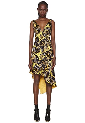 VERSACE JEANS COUTURE schwarzes Kleid mit All-Over-Logo-Aufdruck,...