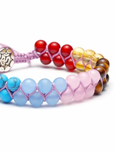 Image of Top Plaza Bead Chakra Bracelet 7 Chakras Healing Crystals Bracelet Yoga Stone Beads Bracelets Meditation Relax Anxiety Bangle for Womens Mens