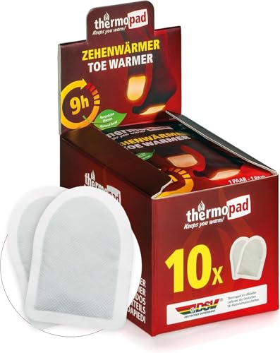 THERMOPAD Calentadores de Dedos - 10 Pares - Calor Natural hasta 9 Horas - para Todos los Zapatos - Activado por Aire inmediatamente