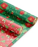 Kraft & Co 2 Pack Christmas Wrapping Paper Roll - Festive Designed Recyclable Kraft Paper, Perfect for Holiday Gifts, Arts & Crafts-Wrapping for a Merry Christmas (44.5cm x 25m)
