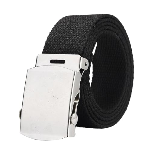 Unisex Canvas Belt - Metal Roller Buckle, Adjustable For Jeans