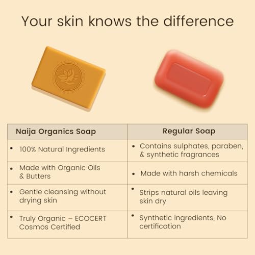 Image of Naija Organics Sandalwood & Turmeric Natural Bath Soap | Skin Brightening, Deep Moisturizing, Chemical-Free, Handmade Soap| Haldi & Chandan Body Soap | For Men & Women, All Skin Types - 100g