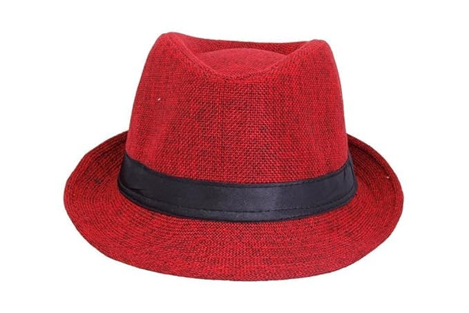 Fashion Red Trilby Stylish Fedora Hat for Boys and Girls-image-4