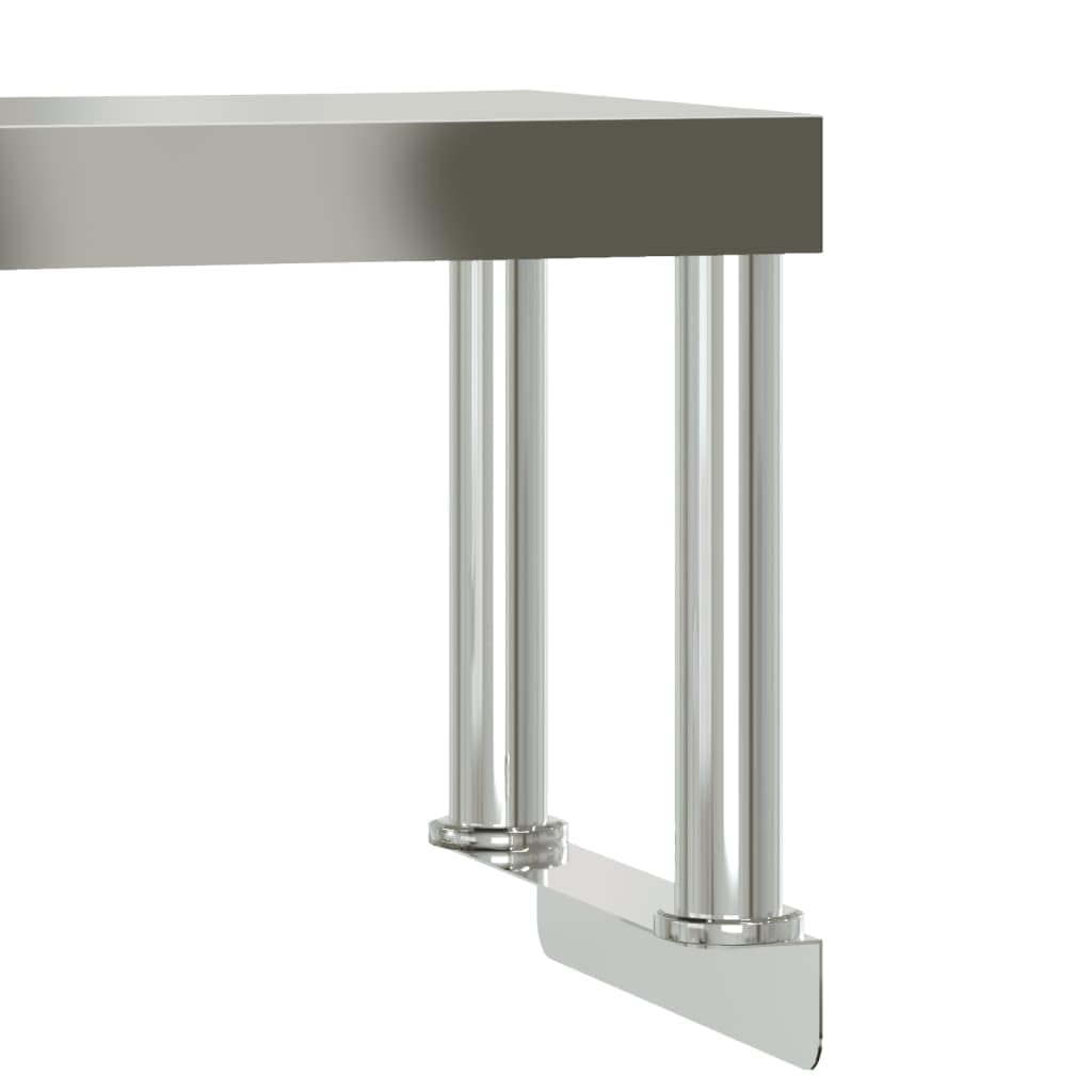 Mesa de trabajo de cocina de acero inoxidable con placa superior 110 x 30 x 120 cm, 4 ruedas con freno, suministros de gastronomía para restaurante, catering, bar, bistró, pizzería, comercial