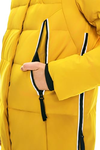 Orolay Damen Verdickte Daunenjacke Langer Wintermantel Mit Kapuze Pufferjacke Gelb M