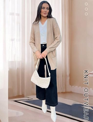 Image of Zeagoo Women's 2025 Fall Open Front Cardigan Long Batwing Sleeve Chunky Knit Sweater Loose Outerwear Coats with Pockets