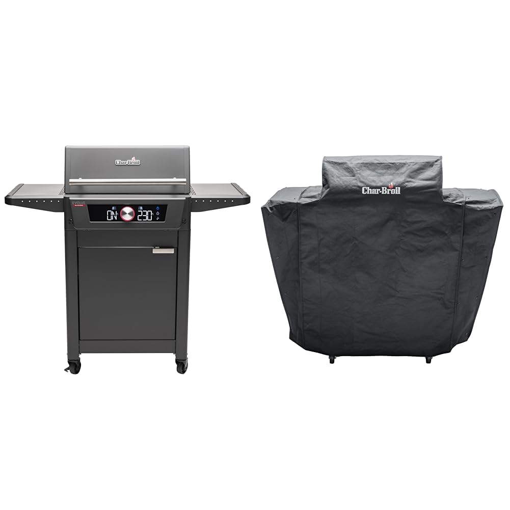 Char-Broil Evolve Electric E-Power Grillen, 90°C-370°C, APP Control, Reinigungsfunktion & SMART-E Wetterschutzhaube für den SMART-E Elektrogrill