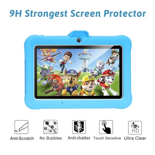 [2 Pack]Screen Protector for TABTIVI 7 Inch Android Kids Tablet/TABTIVI K7083 Tempered Glass,Ultra Resistant,Anti Fingerprints,HD Clear,No Bubbles,9H Hardness Protector Film Tempered Glass,Transparent